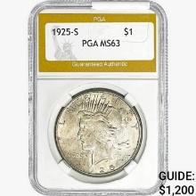 1925-S Silver Peace Dollar PGA MS63