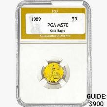 1989 1/10oz $5 AGE PGA MS70