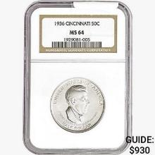 1936 Cincinatti Half Dollar NGC MS64