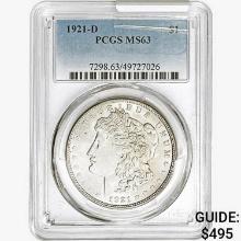 1921-D Morgan Silver Dollar PCGS MS63