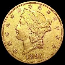 1881-S $20 Gold Double Eagle CLOSELY UNCIRCULATED