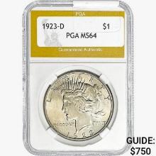 1923-D Silver Peace Dollar PGA MS64