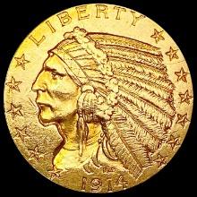 1914 $5 Gold Half Eagle CHOICE AU