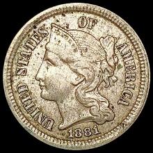 1881 Nickel Three Cent CLOSELY UNCIRCULATED