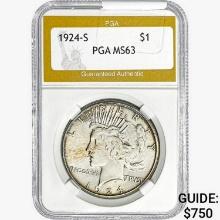 1924-S Silver Peace Dollar PGA MS63