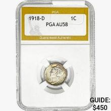 1918-D Mercury Silver Dime PGA AU58