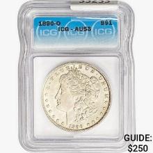 1890-O Morgan Silver Dollar ICG AU53