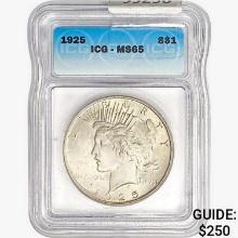 1925 Silver Peace Dollar ICG MS65