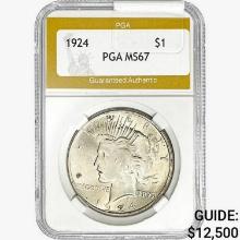 1924 Silver Peace Dollar PGA MS67