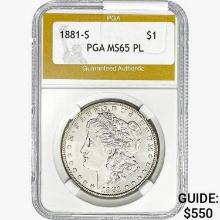 1881-S Morgan Silver Dollar PGA MS65 PL