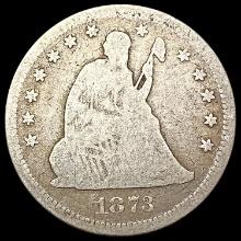 1873 Open 3 Seated Liberty Quarter NICELY CIRCULATED