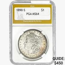 1890-S Morgan Silver Dollar PGA MS64