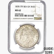 1878 REV 78 Morgan Silver Dollar NGC MS62