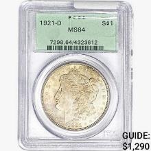 1921-D Morgan Silver Dollar PCGS MS64