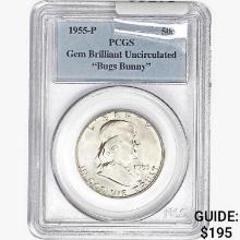 1955-P Franklin Half Dollar PCGS Gem BU  Bugs Bunny