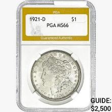 1921-D Morgan Silver Dollar PGA MS66