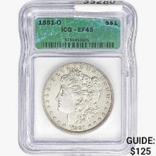 1881-O Morgan Silver Dollar ICG EF45