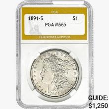 1891-S Morgan Silver Dollar PGA MS65