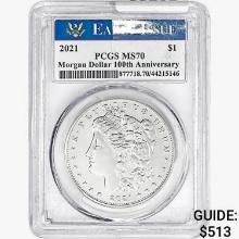 2021 Morgan Silver Dollar PCGS MS70 100th Anniv.