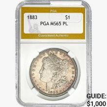 1883 Morgan Silver Dollar PGA MS65 PL