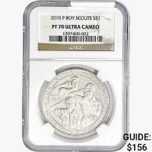 2010-P 0.85oz Silver $1-Boy Scouts  NGC PF70 UC