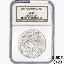 2007-P 0.85oz Silver $1-Jamestown NGC MS70