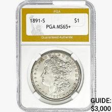 1891-S Morgan Silver Dollar PGA MS65+