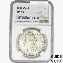 1883-CC Morgan Silver Dollar NGC MS65