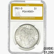 1921-D Morgan Silver Dollar PGA MS65+