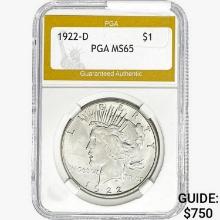 1922-D Silver Peace Dollar PGA MS65