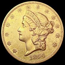 1854 Sm. Dt. $20 Gold Double Eagle CLOSELY UNCIRCULATED