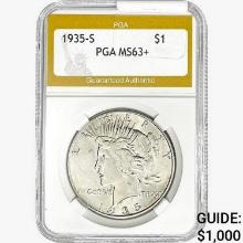 1935-S Silver Peace Dollar PGA MS63+