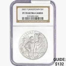 2007-P 0.85oz Silver $1-Jamestown NGC PF70 UC