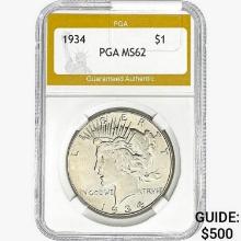 1934 Silver Peace Dollar PGA MS62