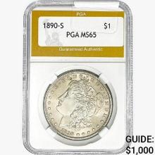 1890-S Morgan Silver Dollar PGA MS65