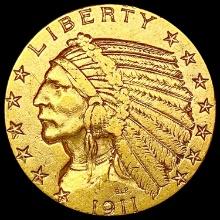 1911-S $5 Gold Half Eagle CLOSELY UNCIRCULATED