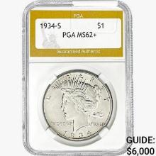 1934-S Silver Peace Dollar PGA MS62+