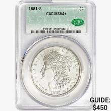 1881-S Morgan Silver Dollar CAC MS64+