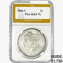 1886-S Morgan Silver Dollar PGA MS64 PL