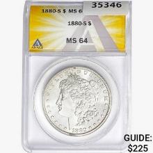 1880-S Morgan Silver Dollar ANACS MS64