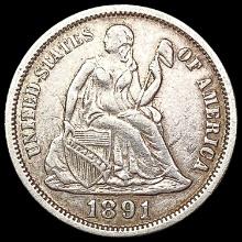 1891 Seated Liberty Dime NEARLY UNCIRCULATED