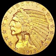 1913-S $5 Gold Half Eagle CLOSELY UNCIRCULATED