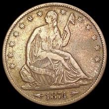 1874 Seated Liberty Half Dollar LIGHTLY CIRCULATED