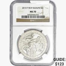 2010-P 0.85oz Silver $1-Boy Scouts NGC MS70