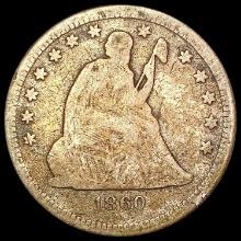 1860 O Seated Liberty Quarter NICELY CIRCULATED