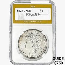 1878 7/8TF Morgan Silver Dollar PGA MS63+