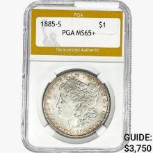 1885-S Morgan Silver Dollar PGA MS65+