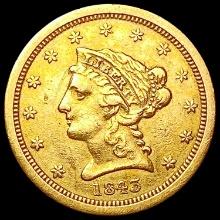 1843 O $2.50 Gold Quarter Eagle NEARLY UNCIRCULATED