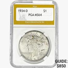 1934-D Silver Peace Dollar PGA MS64