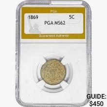 1869 Shield Nickel PGA MS62